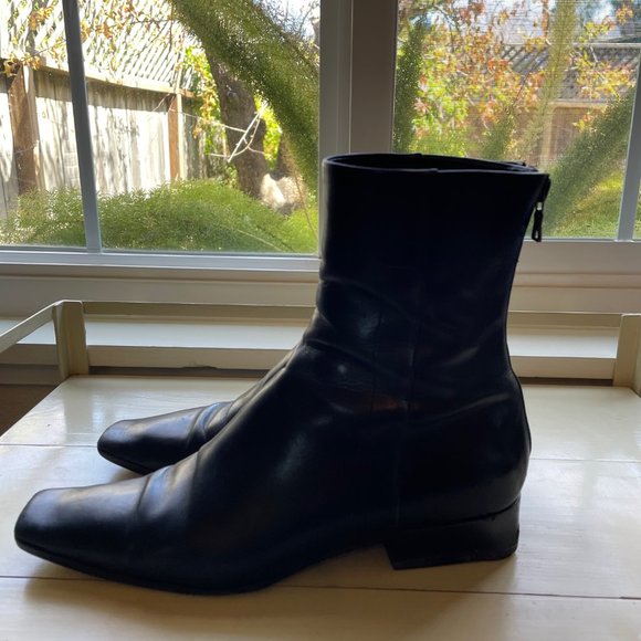 Women's Prada Black Short Boot Size 7 1 1/4 inch Heel - Picture 4 of 12